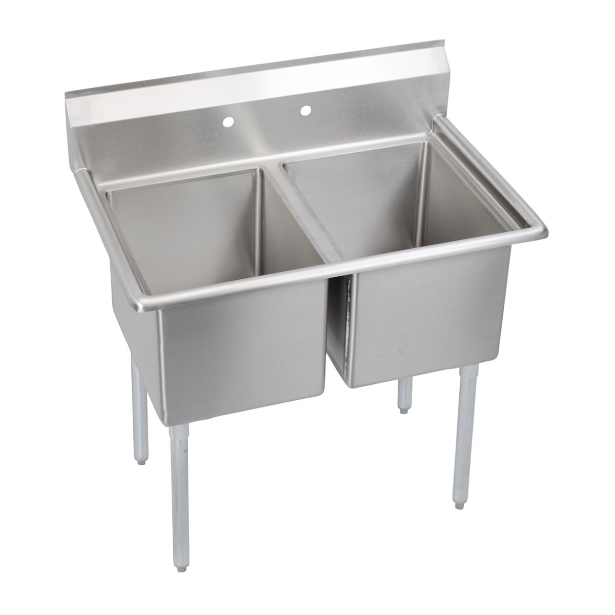 Elkay Dependabilt Stainless Steel 43" x 29-13/16" x 44-3/4" 16 Gauge Two Compartment Sink with Stainless Steel Legs 2C18X24-0X