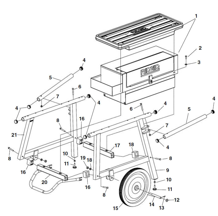 RIDGID 58072 Axle, for 535A Automatic Threading Machine and 1224 Threading Machine