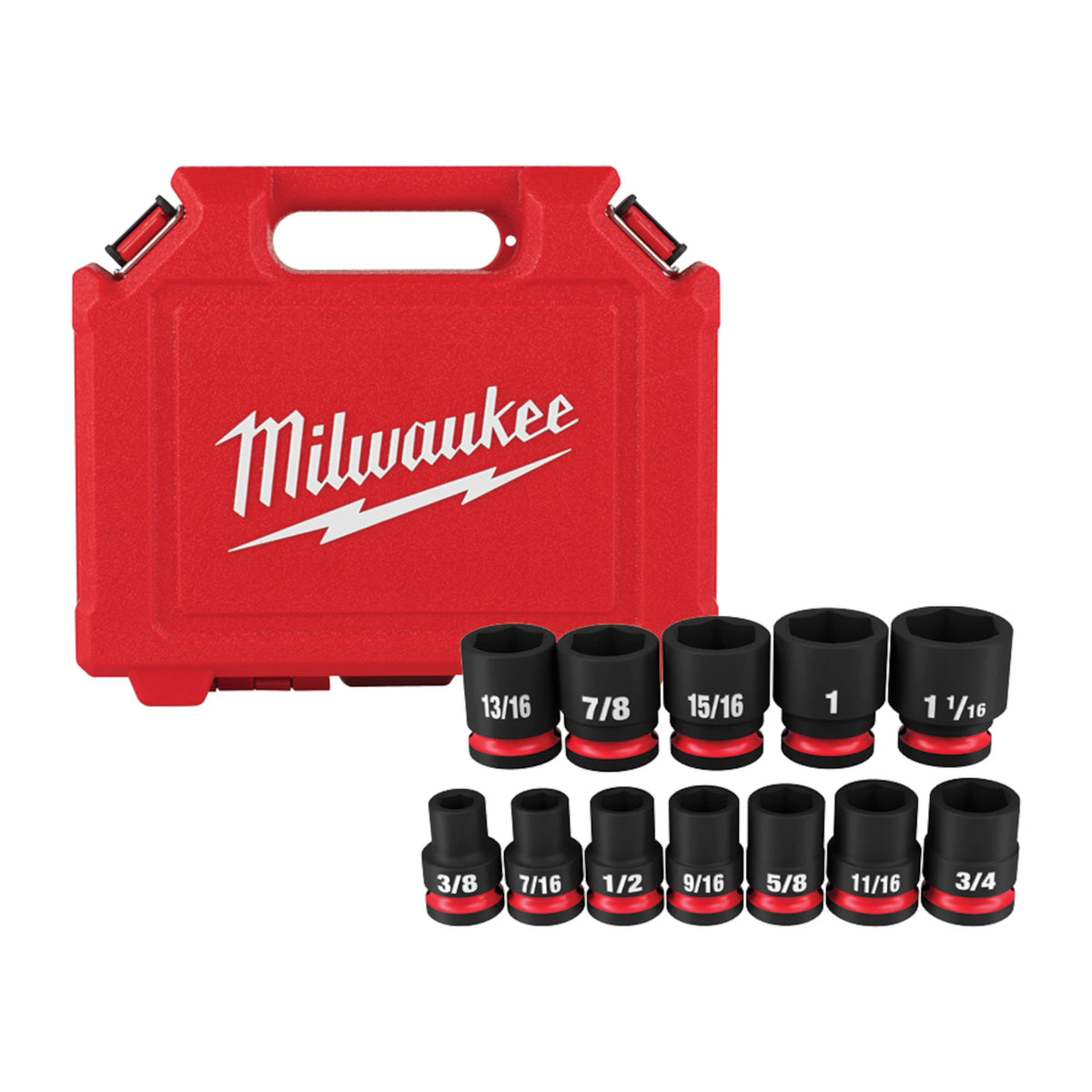 Milwaukee 49-66-7010 12PC SHOCKWAVE Impact Duty 1/2" Drive SAE Standard 6 Point Socket Set