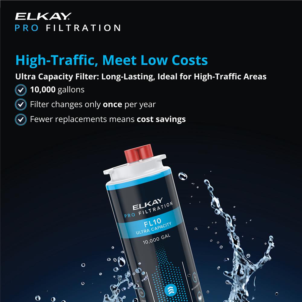 Elkay Pro Filtration Bottle Filling Station & Bi-Level ADA Cooler w/ UV-C LED -, Filtered, 8.0 GPH LZSTL8WSBPRO-UV