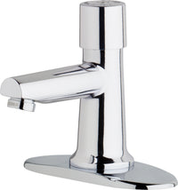 Chicago Faucets 3500-4E2805ABCP Lead-Free Deck-mounted metering faucet with 4" centers, Brass