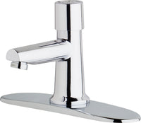 Chicago Faucets 3500-8E39VPABCP Lead-Free Deck-mounted metering faucet with 8" centers, Brass
