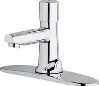 Chicago Faucets 3501-8E2805ABCP Lead-Free Deck-mounted metering faucet with 8" centers, Brass