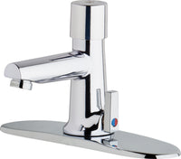Chicago Faucets 3502-8E2805ABCP Lead-Free Deck-mounted metering faucet with 8" centers, Brass