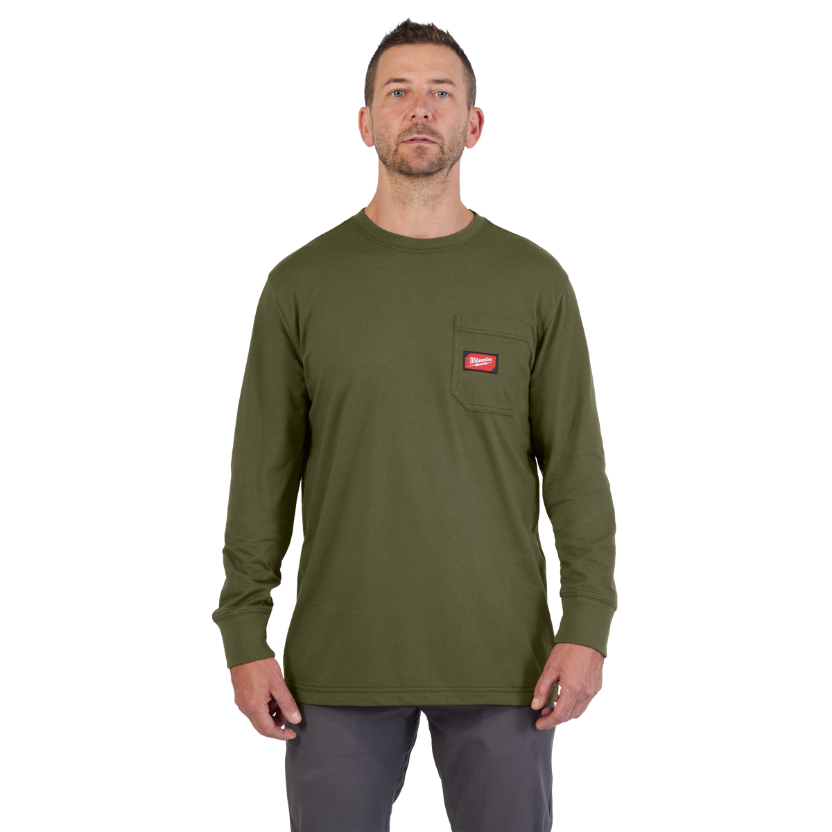 Milwaukee 606GN-L GRIDIRON Pocket T-Shirt | Long Sleeve, Green, Large