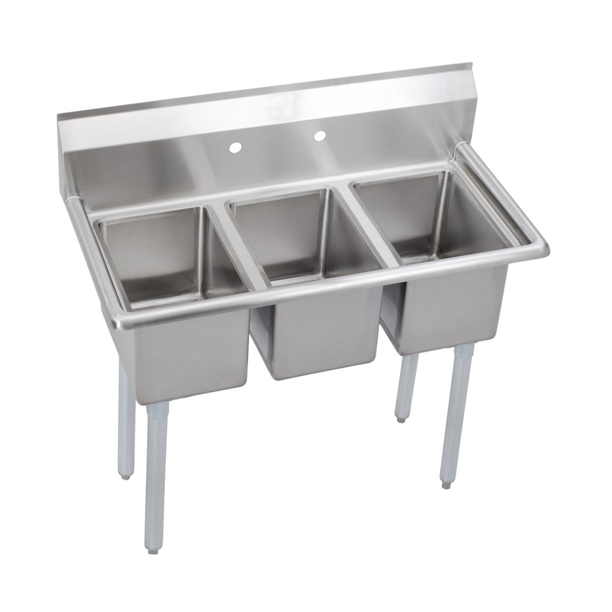 Elkay Dependabilt Stainless Steel 45" x 21-13/16" x 43-3/4" 16 Gauge Three Compartment Sink with Stainless Steel Legs 3C12X16-0X