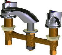 Chicago Faucets 404-950XKABCP Lead-Free Deck-mounted manual faucet with 8" centers, Brass, NPSM