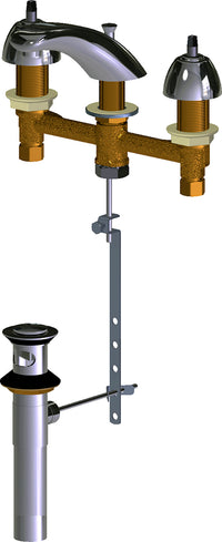 Chicago Faucets 404-E74POLEHAB Lead-Free Deck-mounted manual faucet with 8" centers and pop-up drain