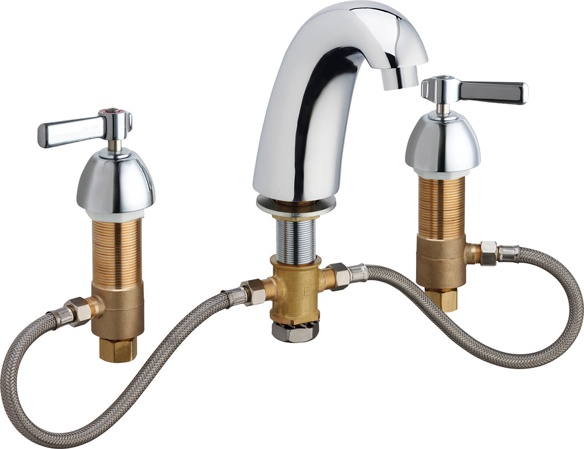 Chicago Faucets 405-HE2805-369XKAB Lead-Free Deck-mounted manual faucet with adjustable centers