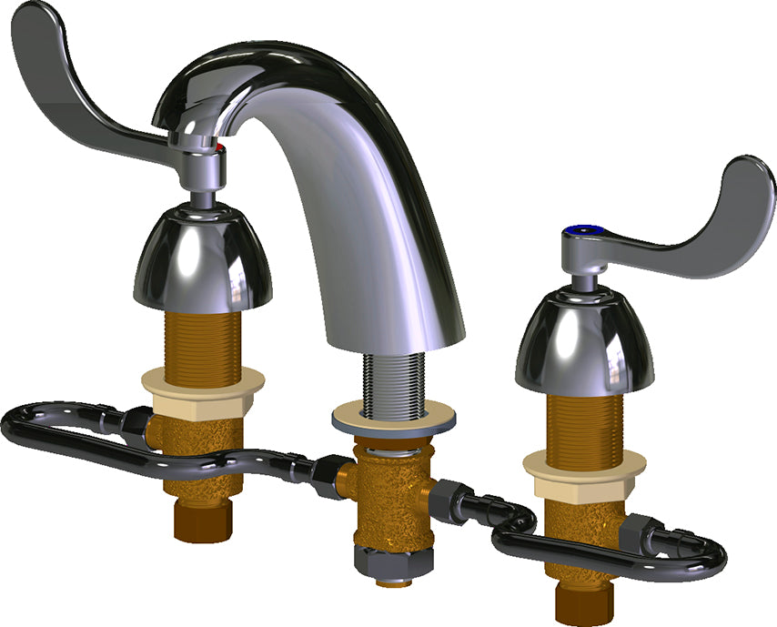 Chicago Faucets 405-HE39VP317XKAB Lead-Free Deck-mounted manual faucet with adjustable centers