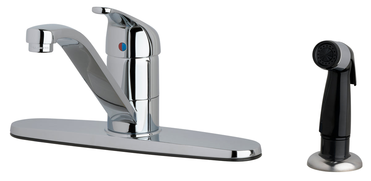 Chicago Faucets 432-MPABCP Lead-Free Deck-mounted manual faucet with 8" centers, Brass, NPSM