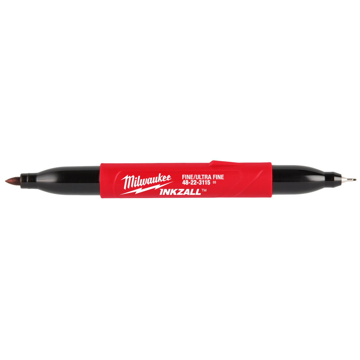 Milwaukee 48-22-3115 INKZALL Double Sided Black Jobsite Marker – Ultra Fine & Fine Point