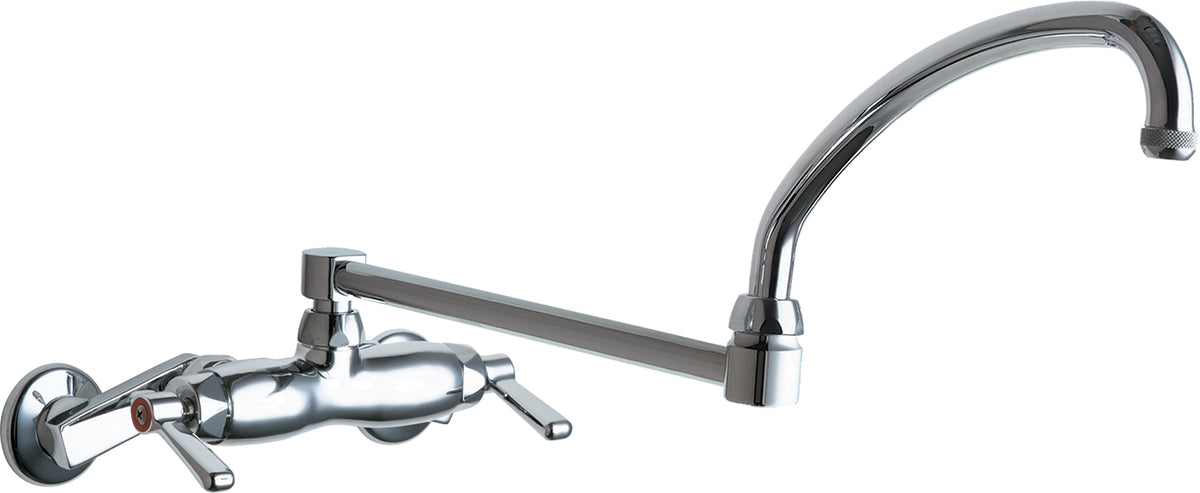 Chicago Faucets 445-DJ21ABCP Lead-Free Wall-mounted manual faucet with adjustable centers