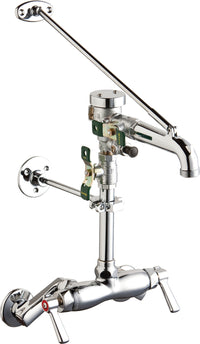 Chicago Faucets 445-PVBCP Wall-mounted manual sink faucet with adjustable centers, NPT