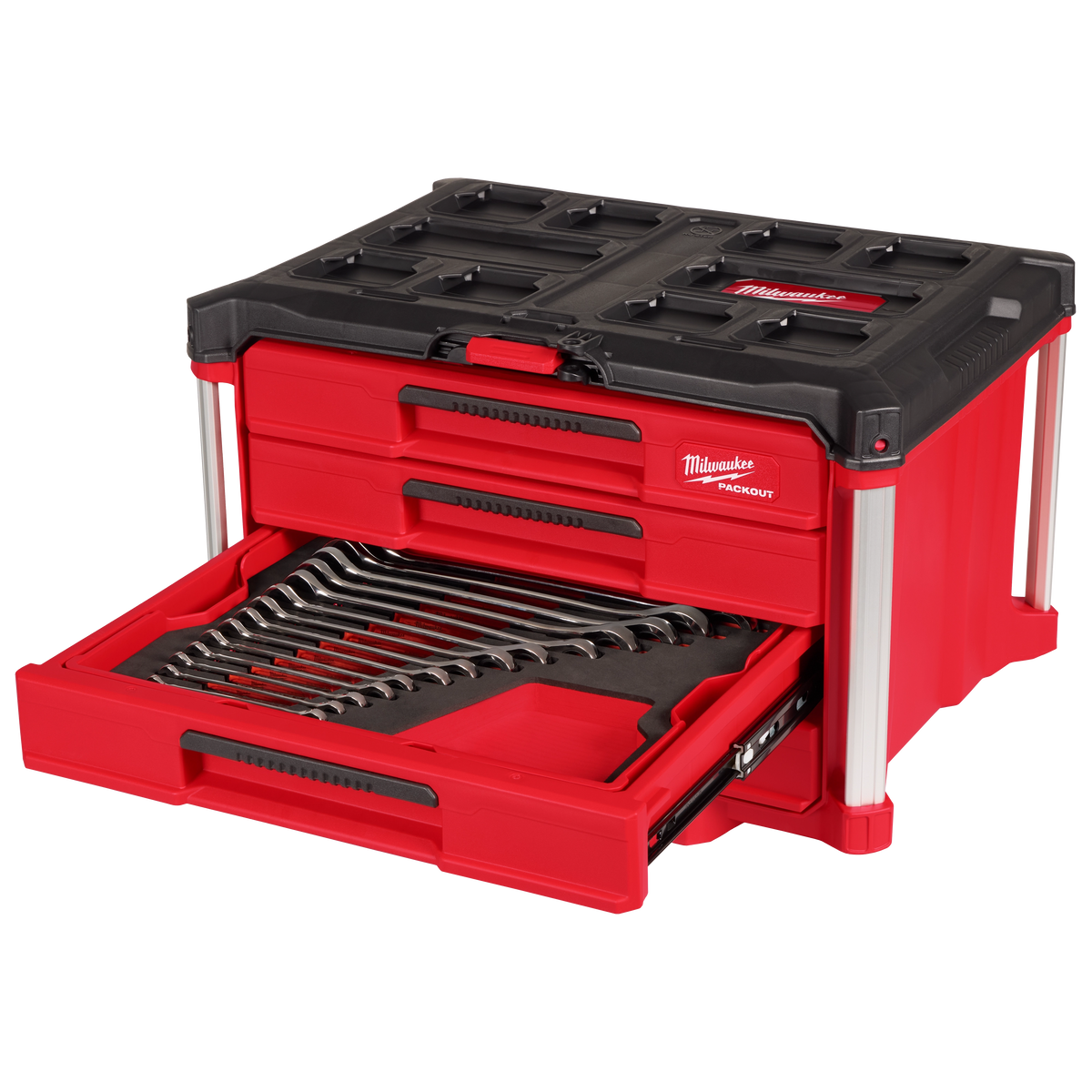 Milwaukee 48-22-9492 60pc. Metric & SAE Combination Wrench Set with PACKOUT 4 Drawer Tool Box
