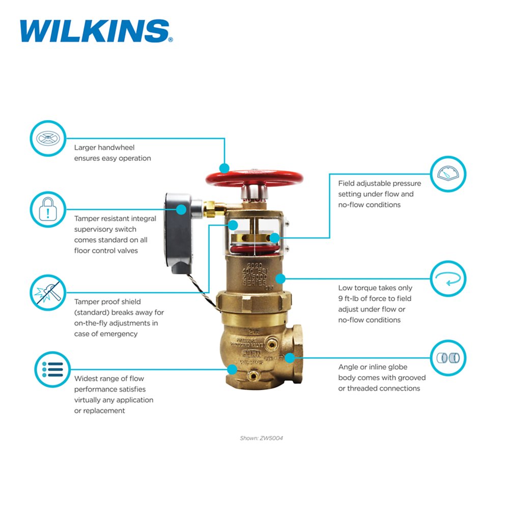Zurn ZW5004CAP 2-1/2" Pressure Tru® Pressure Reducing Floor Control Valve - Field Adjustable