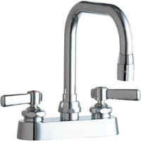 Chicago Faucets 526-E3ABCP Lead-Free Deck-mounted manual faucet with 4" centers, Brass, NPSM
