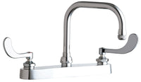Chicago Faucets 527-317ABCP Lead-Free Deck-mounted manual faucet with 8" centers, Brass, NPSM