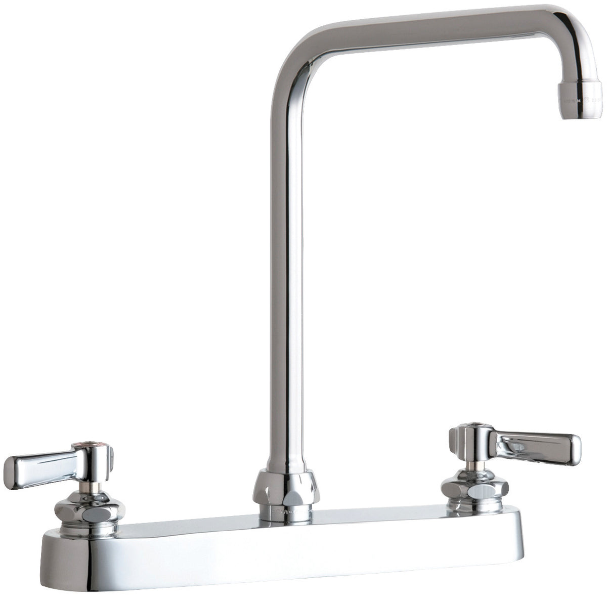 Chicago Faucets 527-HA8ABCP Lead-Free Deck-mounted manual faucet with 8" centers, Brass, NPSM