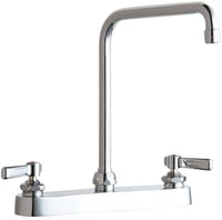 Chicago Faucets 527-HA8ABCP Lead-Free Deck-mounted manual faucet with 8" centers, Brass, NPSM