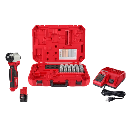 Milwaukee 2435CU-21S M12 Cable Stripper Kit with 17 Cu THHN / XHHW Bushings