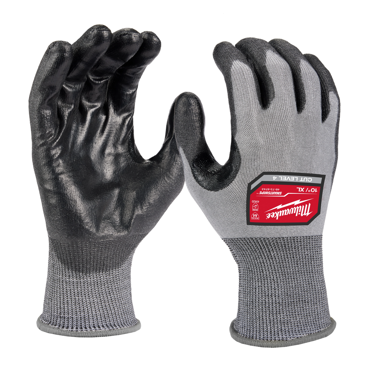 Milwaukee 48-73-8743 Cut Level 4 High Dexterity Polyurethane Dipped Gloves - XL (Pack of 6)