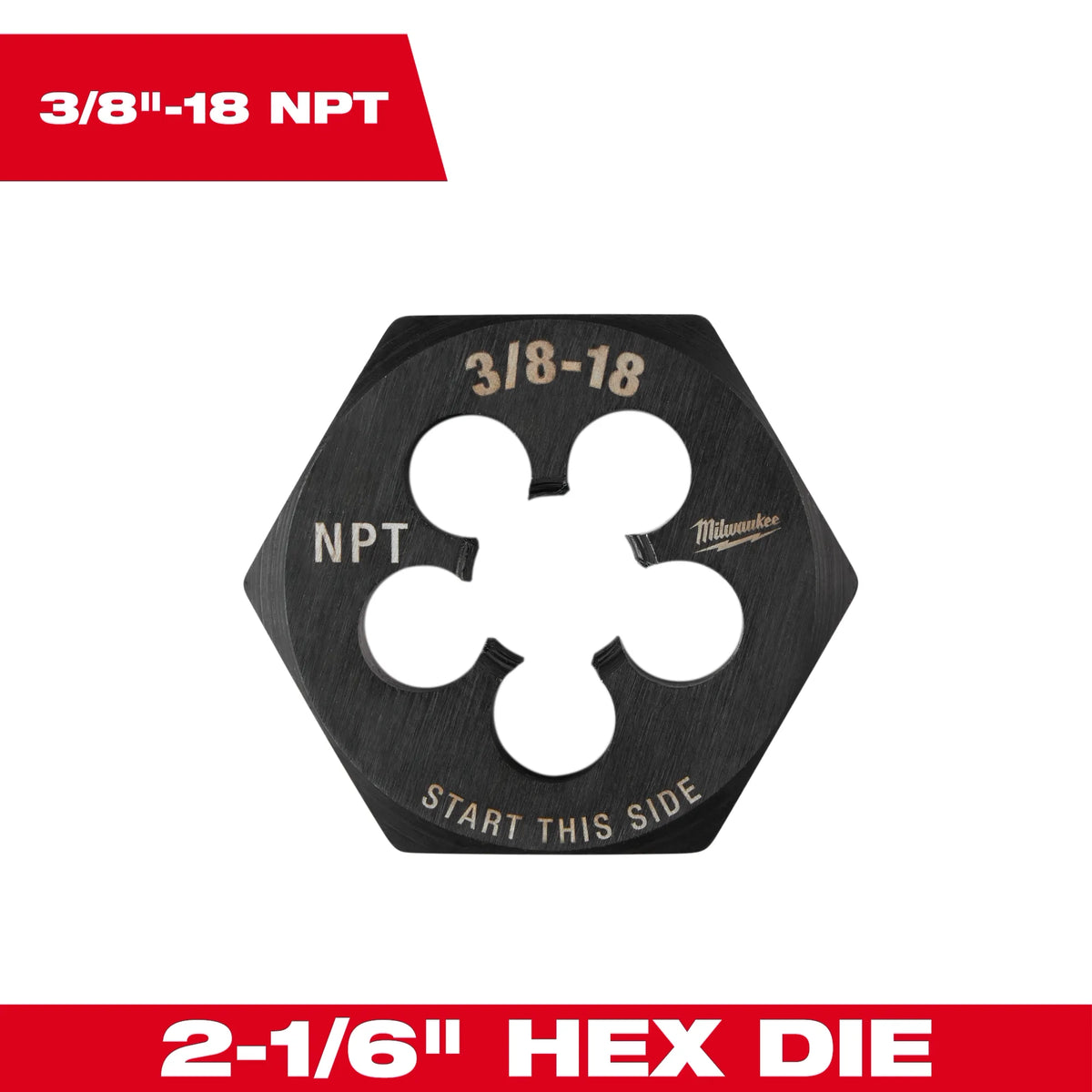 Milwaukee 49-57-5392 3/8"-18 NPT 2-1/6" Hex Threading Die