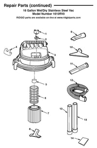 RIDGID 23693 Lid Latch, for Repair Parts 1610RV and 16 Gallon Stainless Steel Wet/Dry Vac with Cart