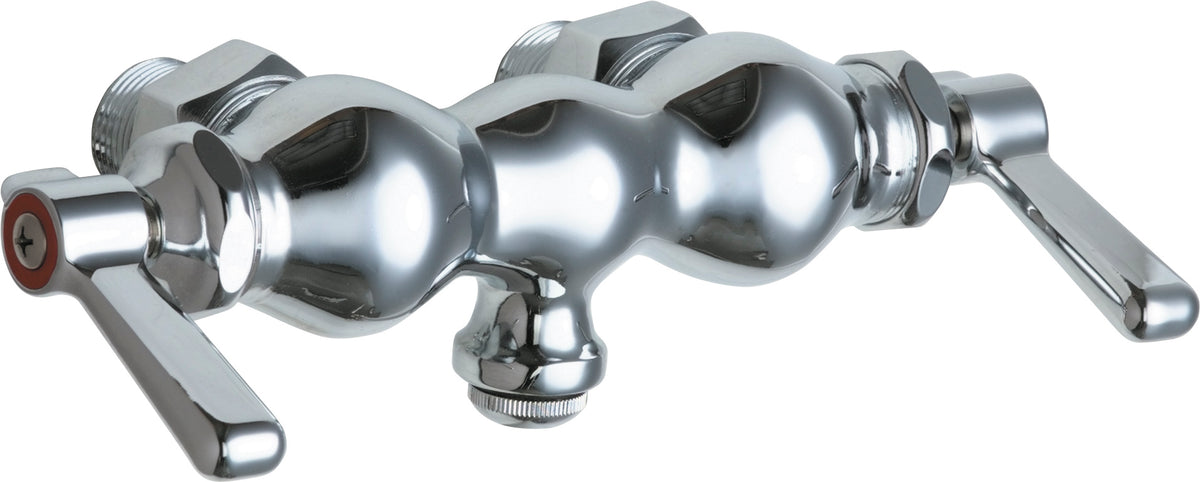 Chicago Faucets 65-ABCP Lead-Free Wall-mounted manual faucet with 3-3/8" centers, Brass