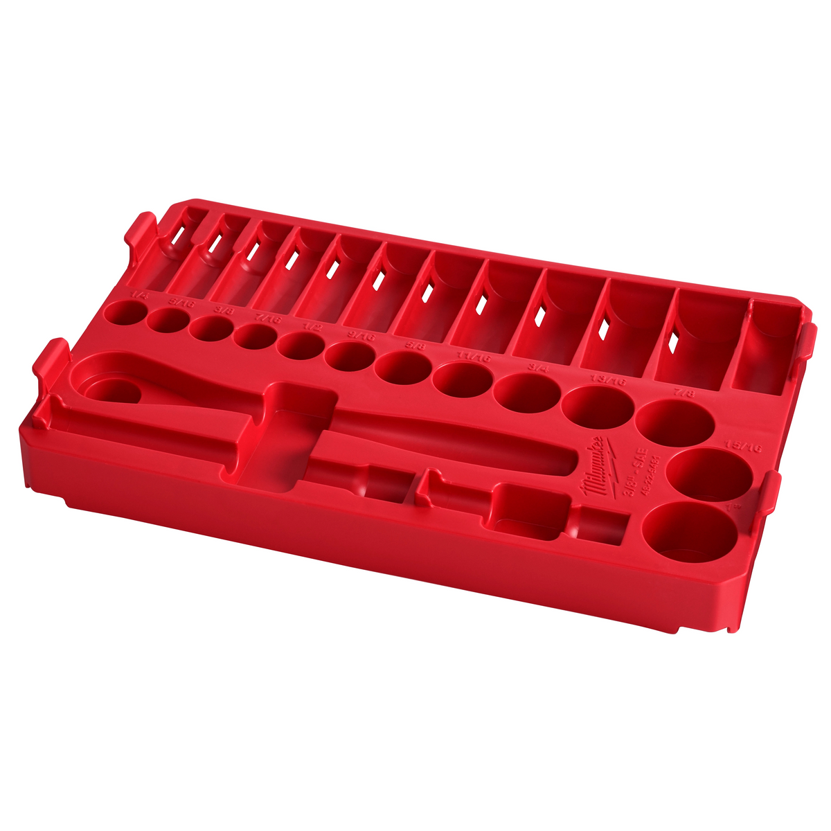 Milwaukee 48-22-9481 3/8” Drive 28pc Ratchet & Socket Set with PACKOUT Low-Profile Compact Organizer - SAE