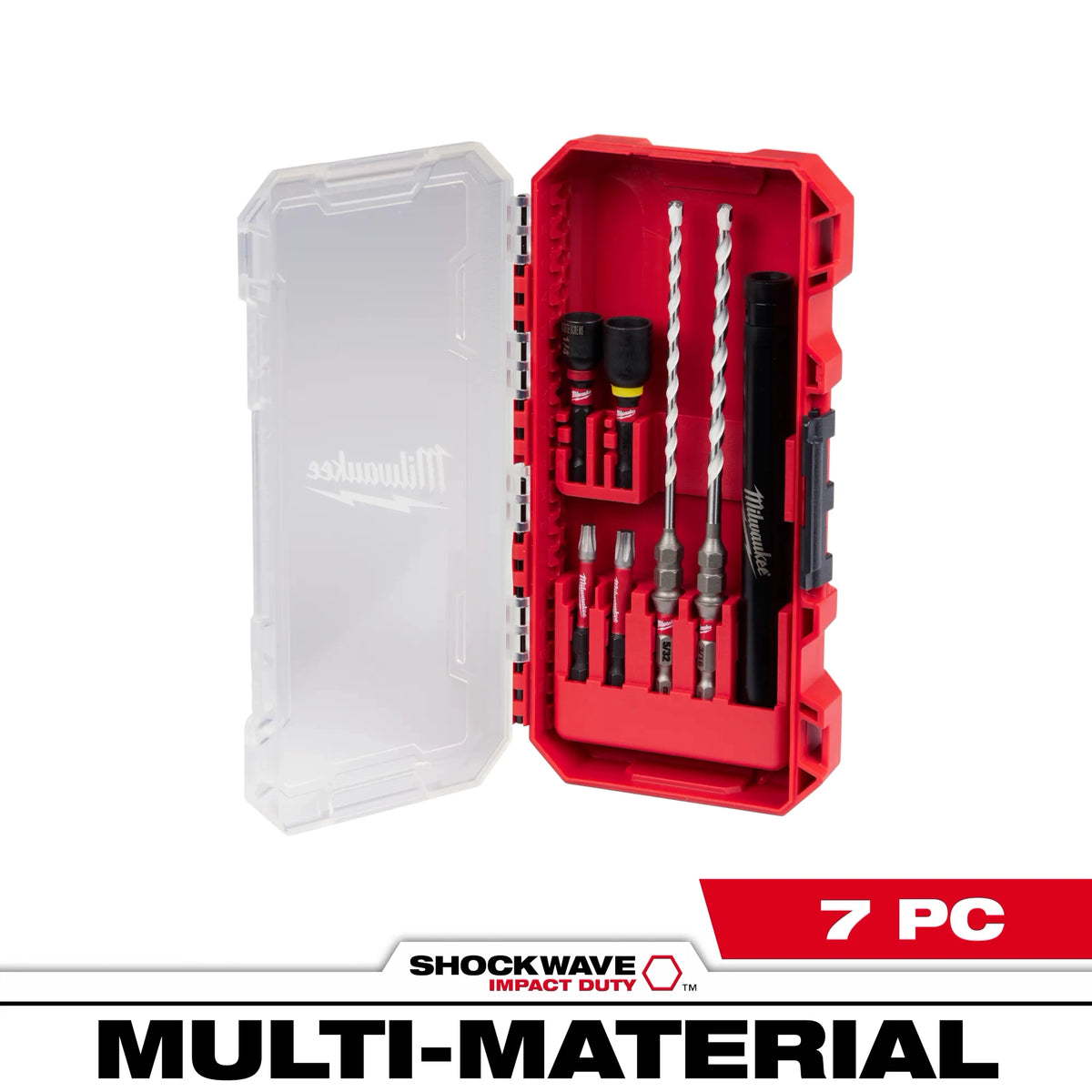 Milwaukee 48-20-8877 7 PC SHOCKWAVE Impact Duty Carbide Multi-Material Drill Bit Concrete Screw Install Set