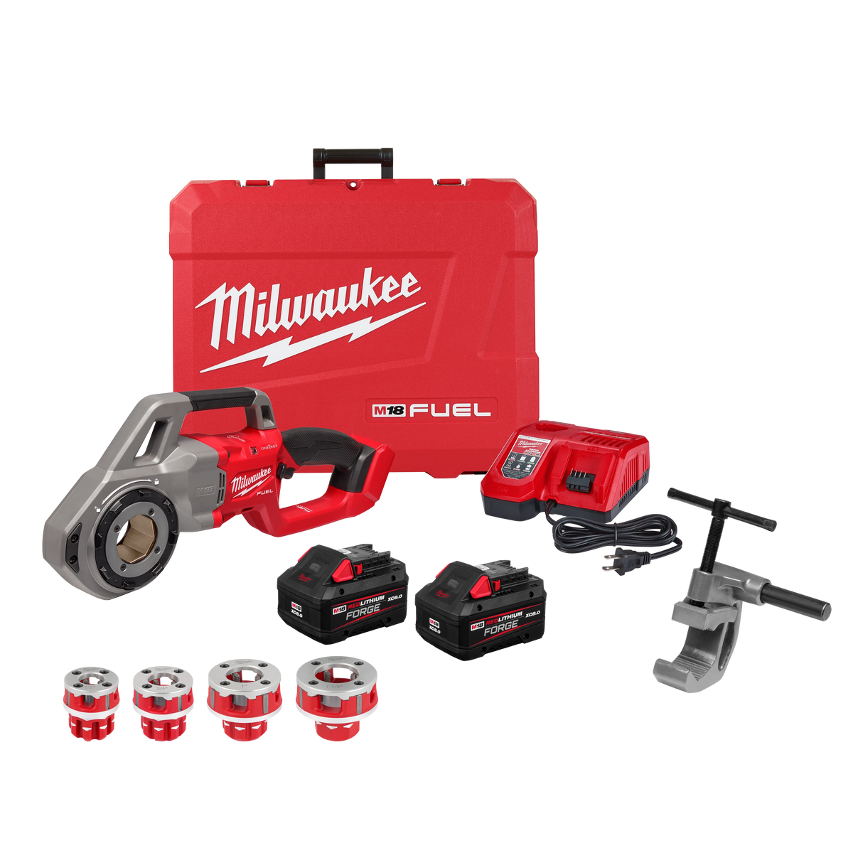 Milwaukee 2870-22 M18 FUEL Compact Pipe Threader w/ ONE-KEY w/ 1/2" - 1-1/4" Compact NPT Forged Aluminum Die Heads