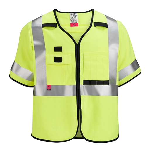 Milwaukee 48-73-5321 AR/FR Cat. 1 Class 3 High Visibility Yellow Safety Vest - S/M (Pack of 7)