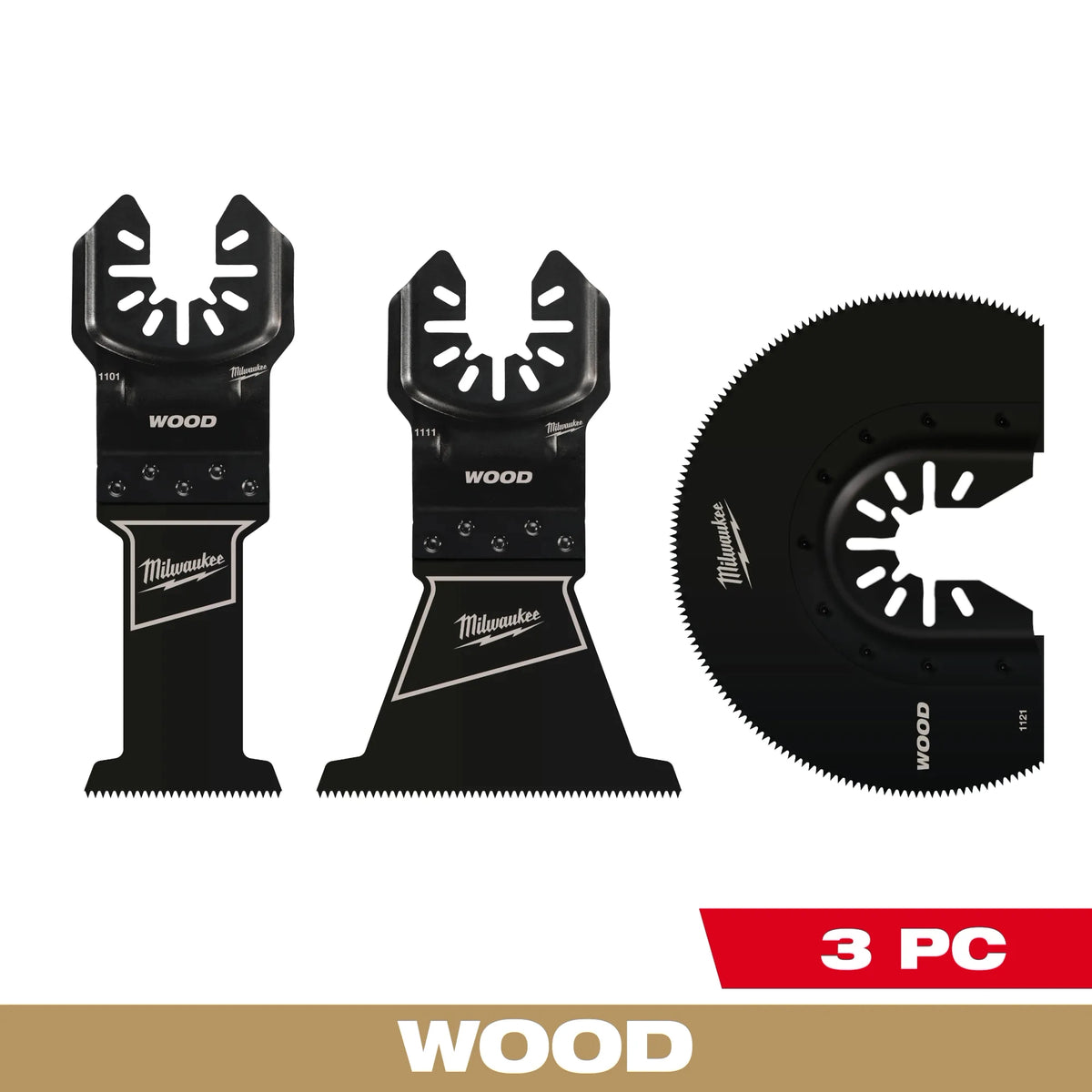 Milwaukee 49-10-9004 3 PC High Carbon Steel Wood Universal Fit Oscillating Multi-Tool Blade Set