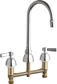 Chicago Faucets 786-E29-369ABCP Lead-Free Deck-mounted manual faucet with 8" centers