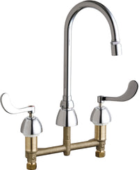 Chicago Faucets 786-E36VPABCP Lead-Free Deck-mounted manual faucet with 8" centers, Brass, NPSM