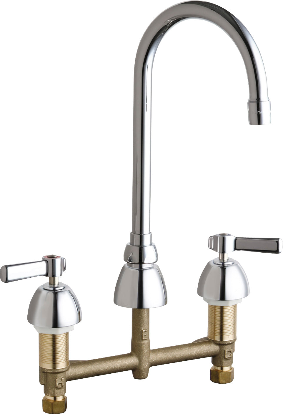 Chicago Faucets 786-E73-369XKABCP Lead-Free Deck-mounted manual faucet with 8" centers