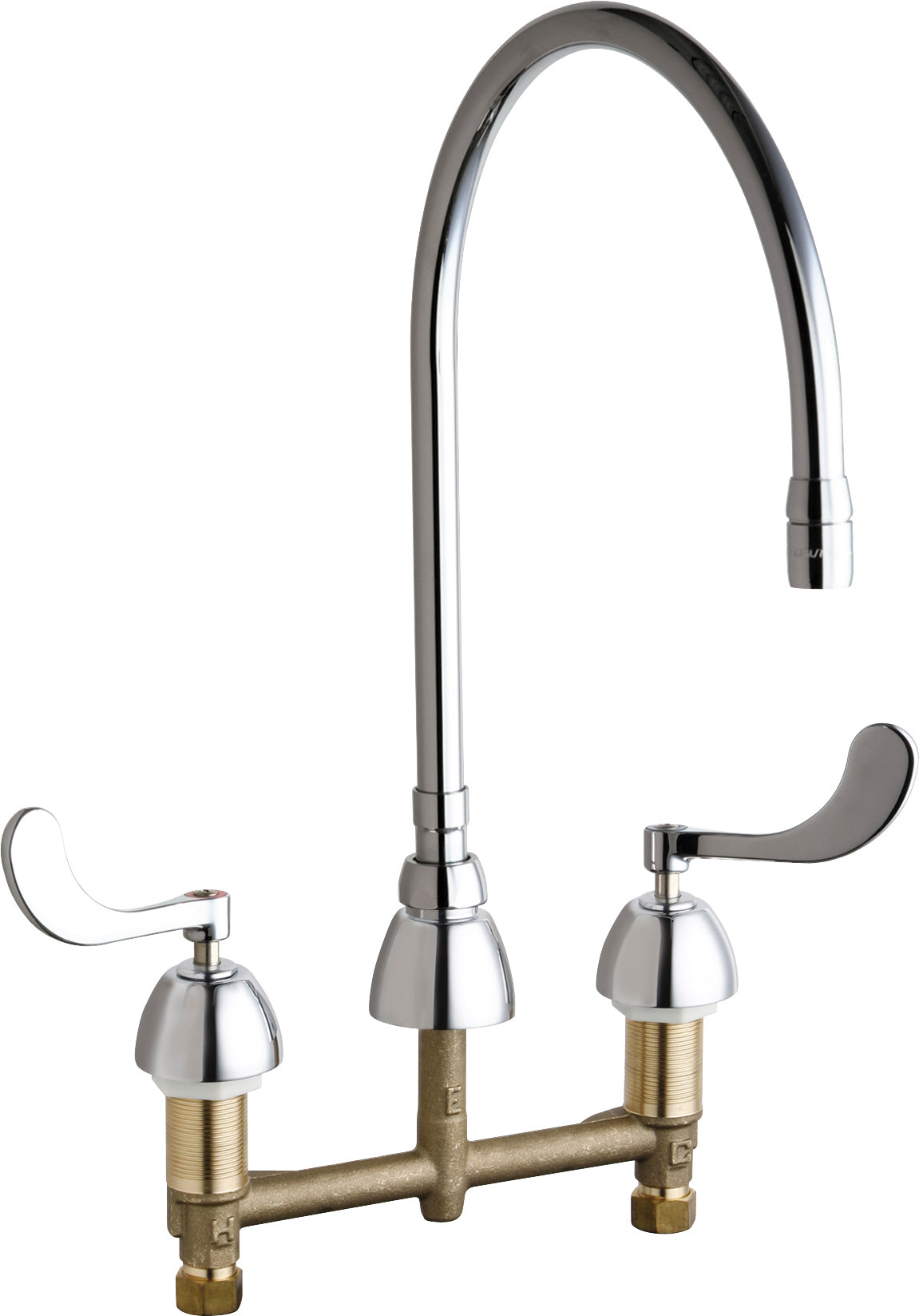 Chicago Faucets 786-GN10AE73SWGAB Lead-Free Deck-mounted manual faucet with 8" centers