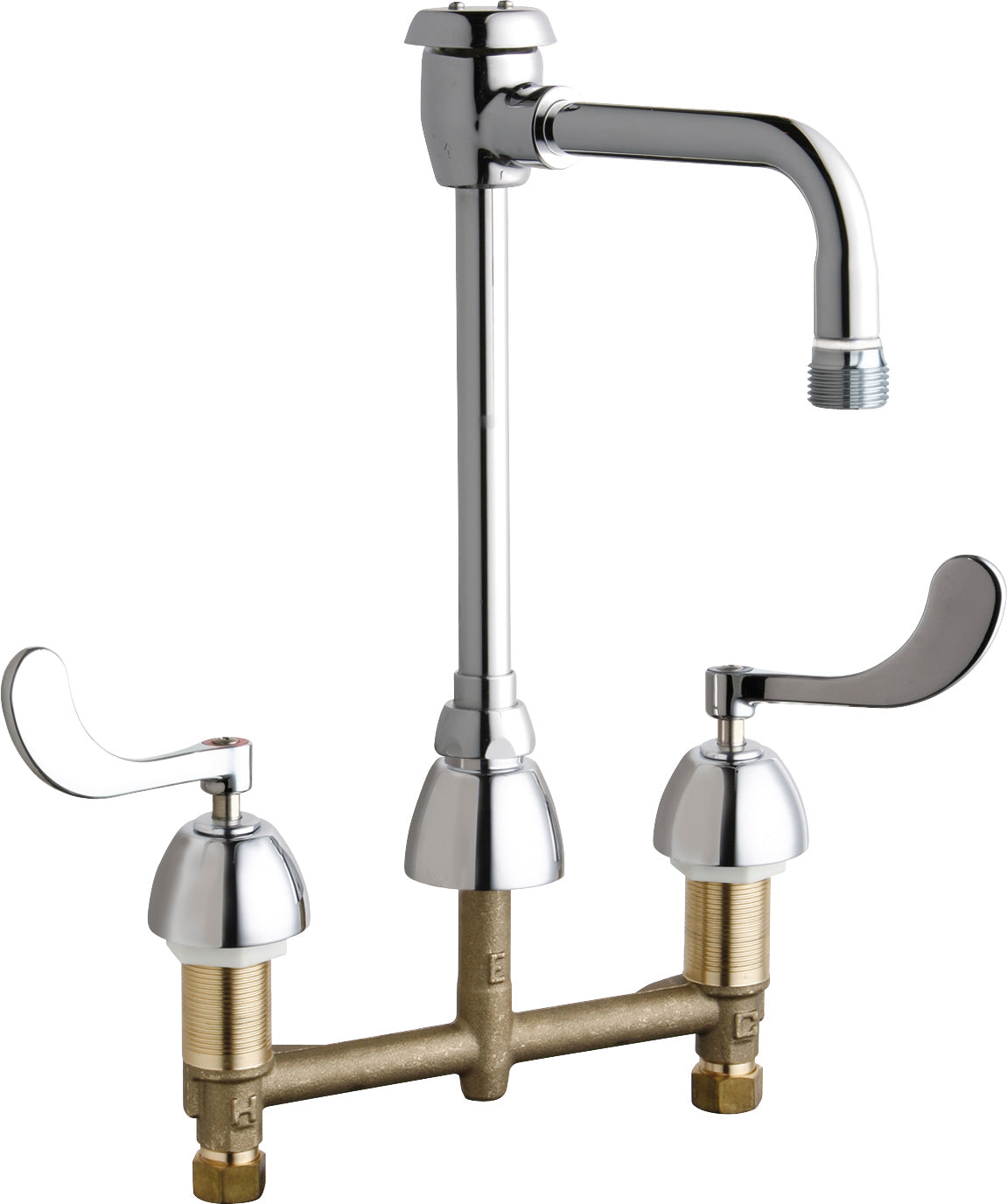 Chicago Faucets 786-GN2BVBE2-2CP Deck-mounted manual faucet with 8" centers, NPSM