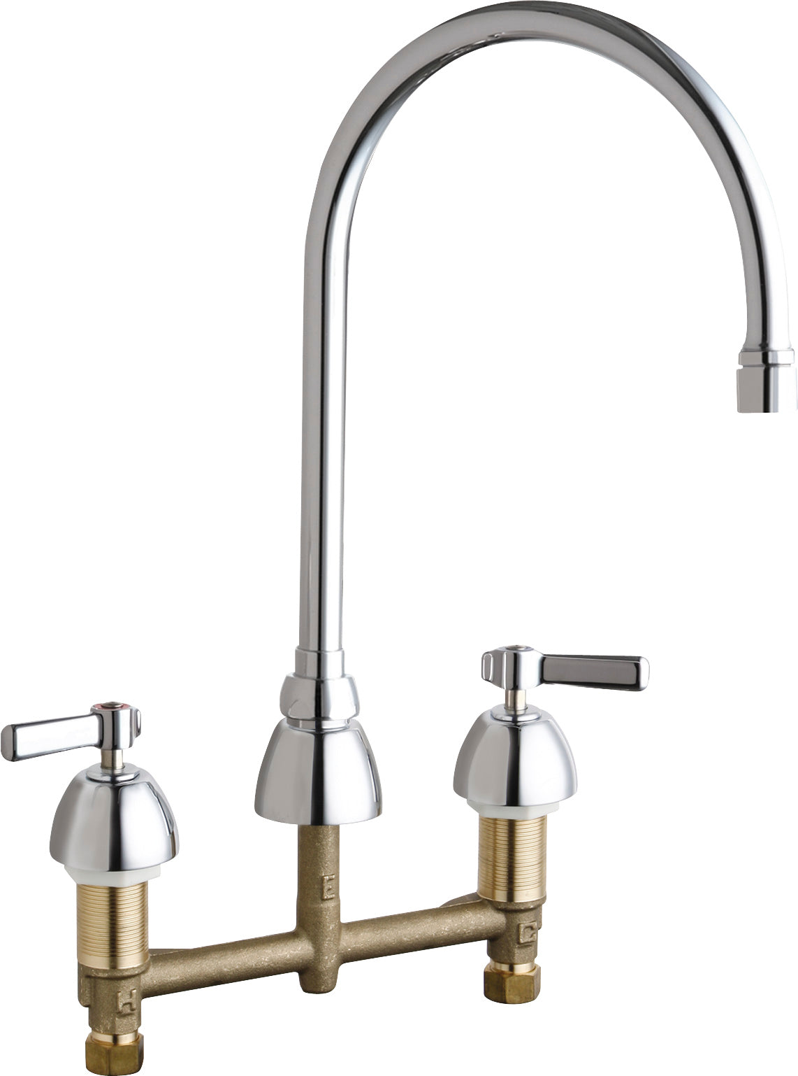 Chicago Faucets 786-GN8AE65V369AB Lead-Free Deck-mounted manual faucet with 8" centers