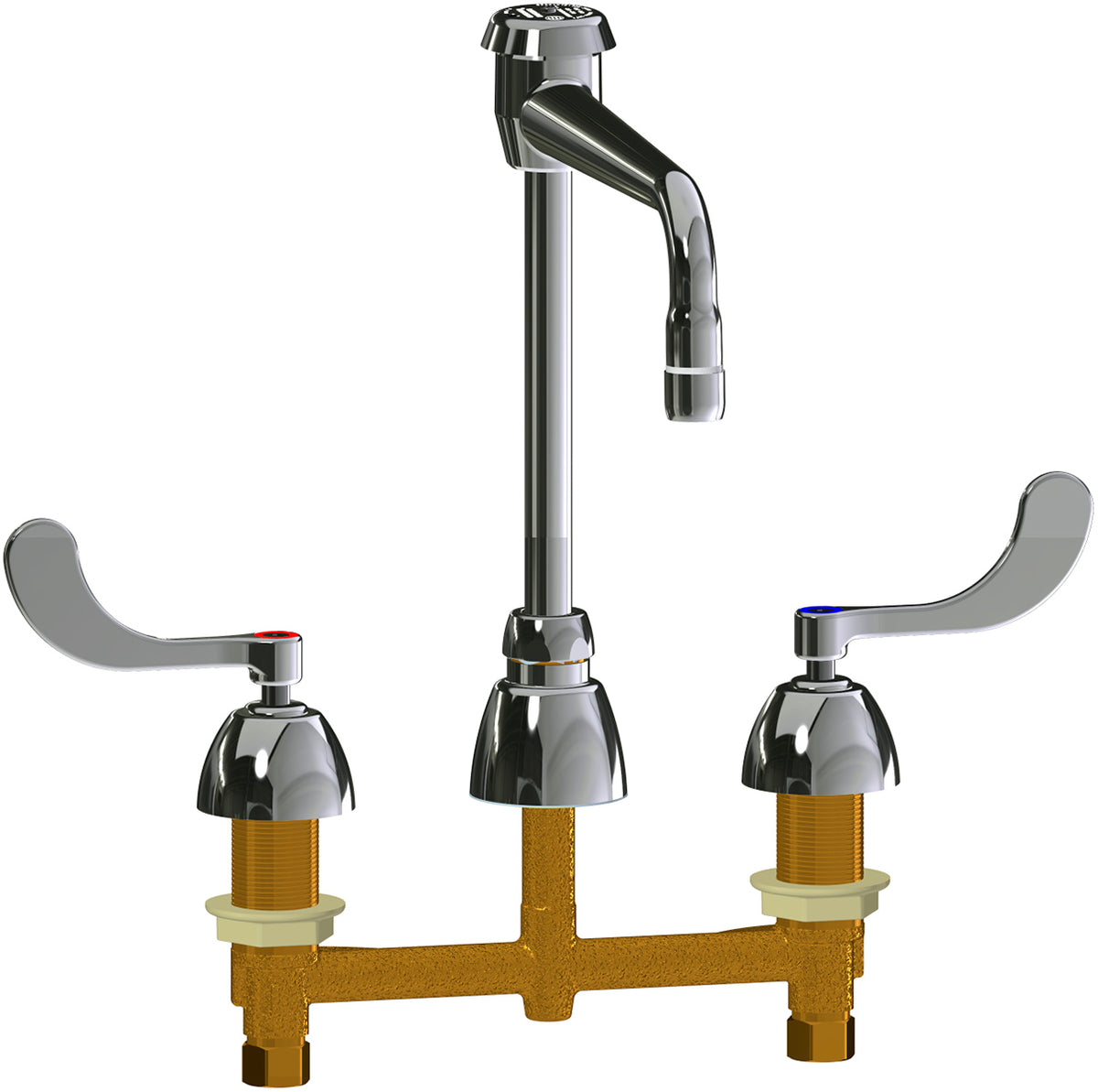 Chicago Faucets 786-GN8BVBE72-2AB Lead-Free Deck-mounted manual faucet with 8" centers