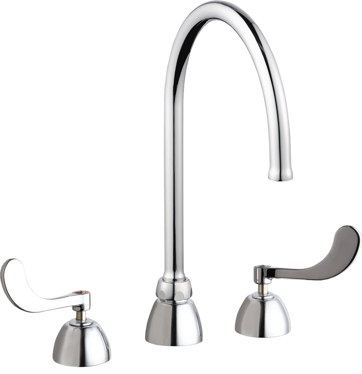 Chicago Faucets 786-GN8FCABCP Lead-Free Deck-mounted manual faucet with 8" centers, Brass, NPSM