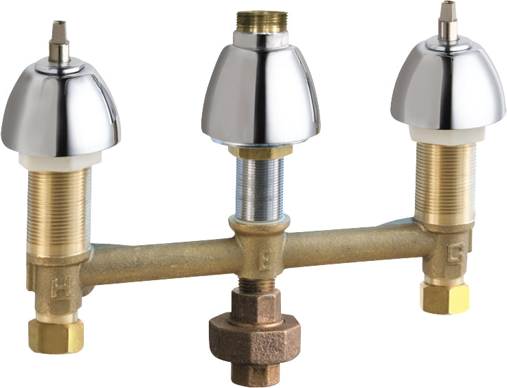 Chicago Faucets 786-TWLESHAB Lead-Free Deck-mounted manual faucet with 8" centers, Brass, NPSM
