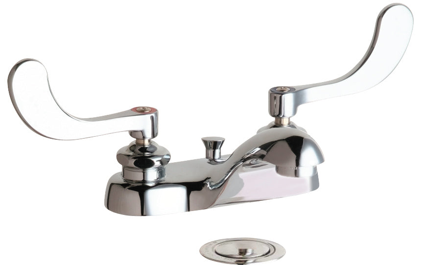 Chicago Faucets 797-317XKABCP Lead-Free Deck-mounted manual faucet, 4" centers, with pop-up drain