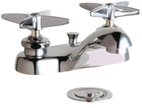 Chicago Faucets 797-633ABCP Lead-Free Deck-mounted manual faucet, 4" centers, with pop-up drain