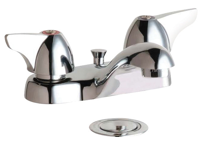 Chicago Faucets 797-E70-1000ABCP Lead-Free Deck-mounted manual faucet, 4" centers, with pop-up drain