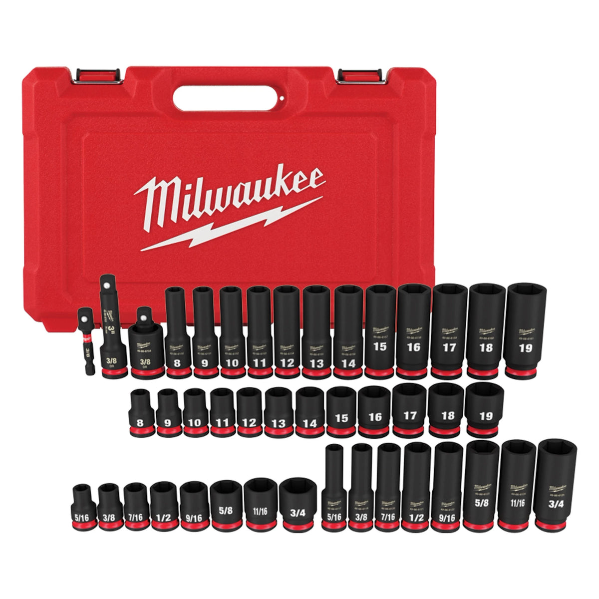 Milwaukee 49-66-7009 43PC SHOCKWAVE Impact Duty 3/8" Drive SAE & Metric Deep 6 Point Socket Set