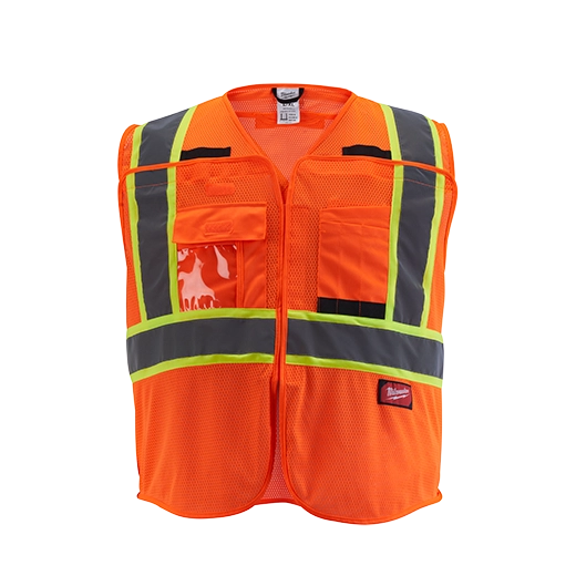 Milwaukee 48-73-5176 Class 2 Breakaway High Visibility Orange Mesh Safety Vest - L/XL (ANSI/CSA) (Pack of 12)