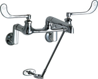 Chicago Faucets 814-XKCP Wall-mounted manual faucet with adjustable centers, NPT