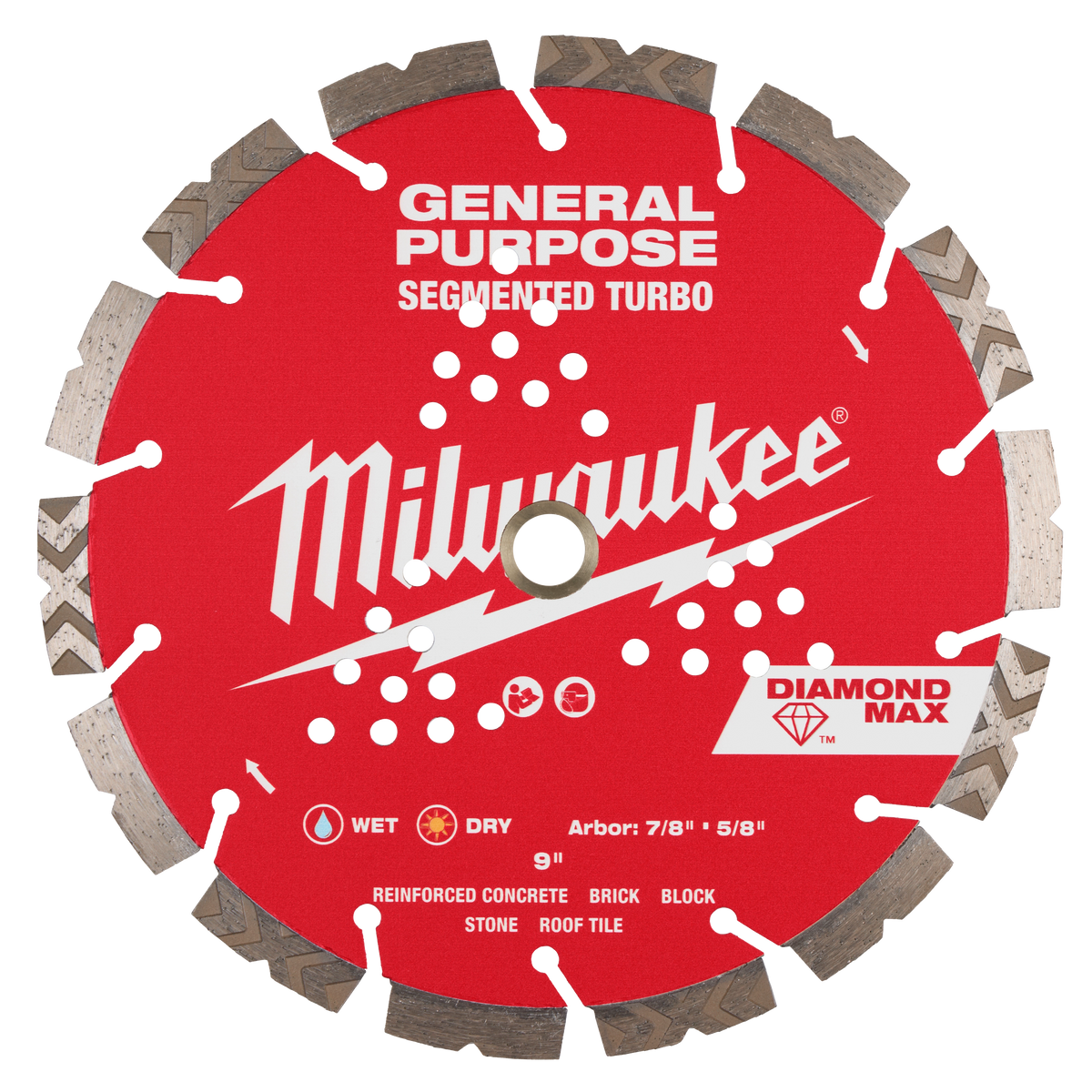 Milwaukee 49-93-9009 9" DIAMOND MAX Segmented Turbo, General Purpose Diamond Blade (Pack of 5)